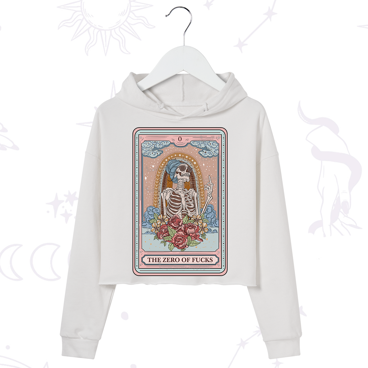 Purplehecate The Zero Of Fucks Tarot Card Crop Hoodie
