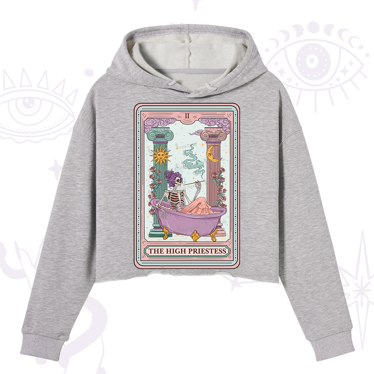 Purplehecate The Noble High Priestess Tarot Card Crop Hoodie