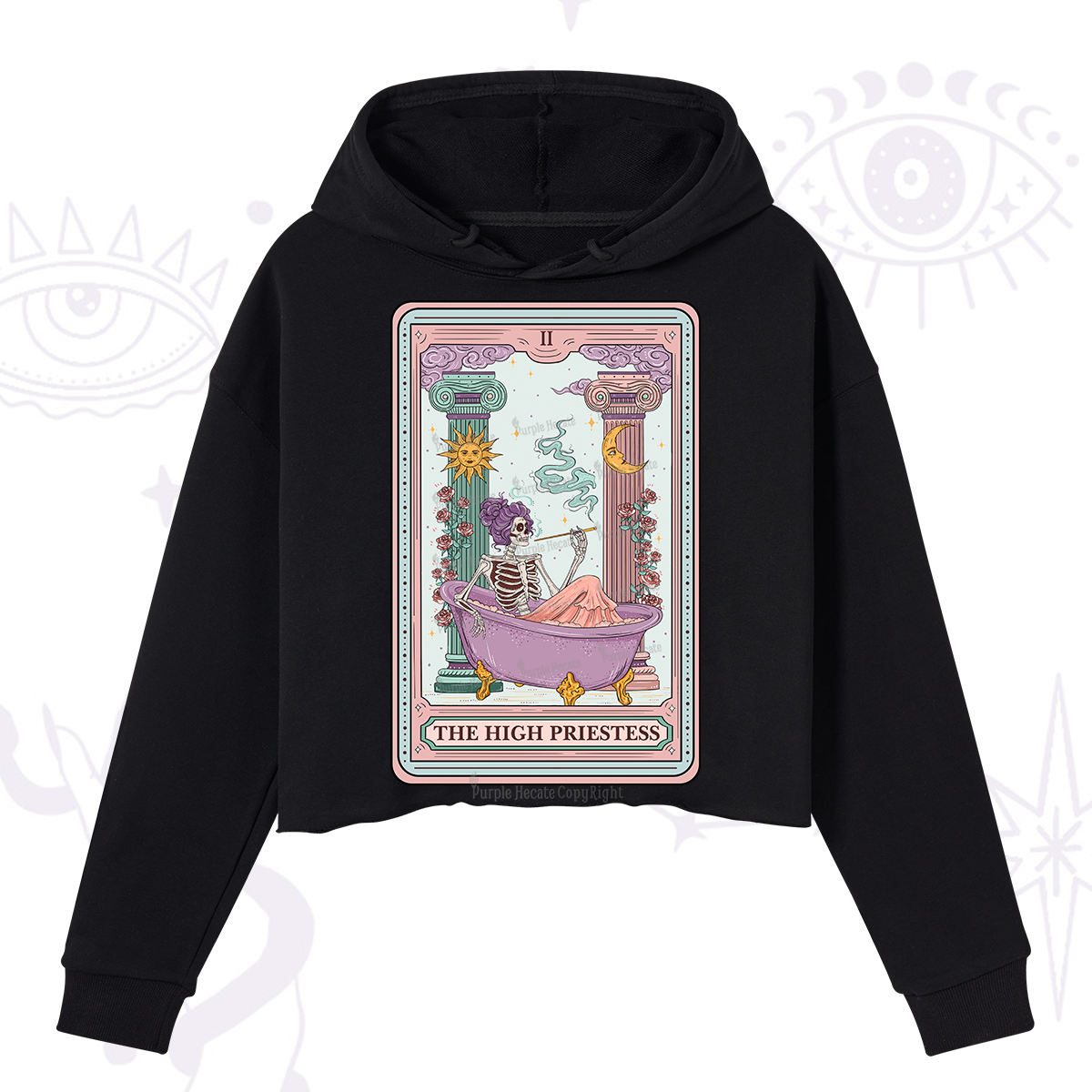 Purplehecate The Noble High Priestess Tarot Card Crop Hoodie