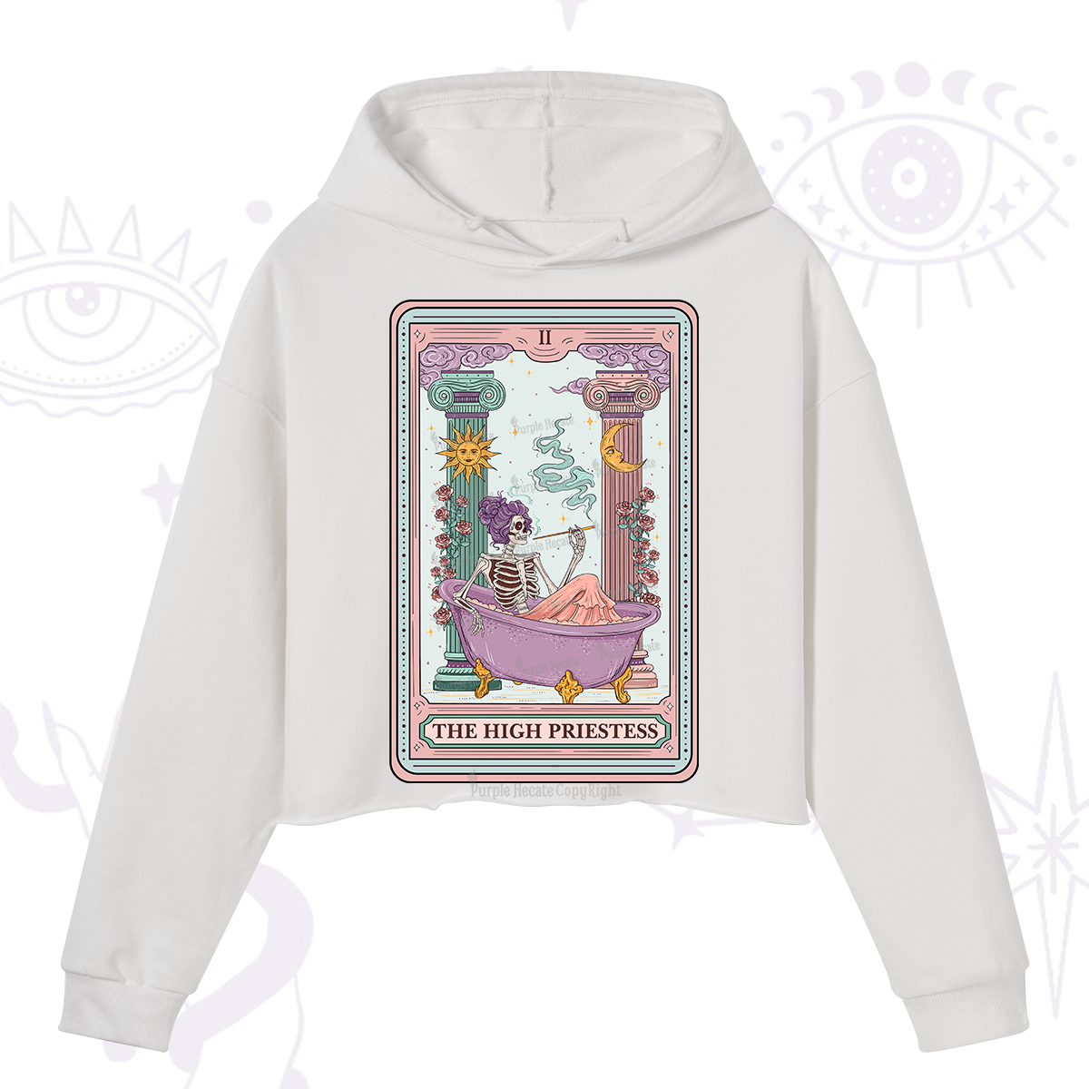 Purplehecate The Noble High Priestess Tarot Card Crop Hoodie