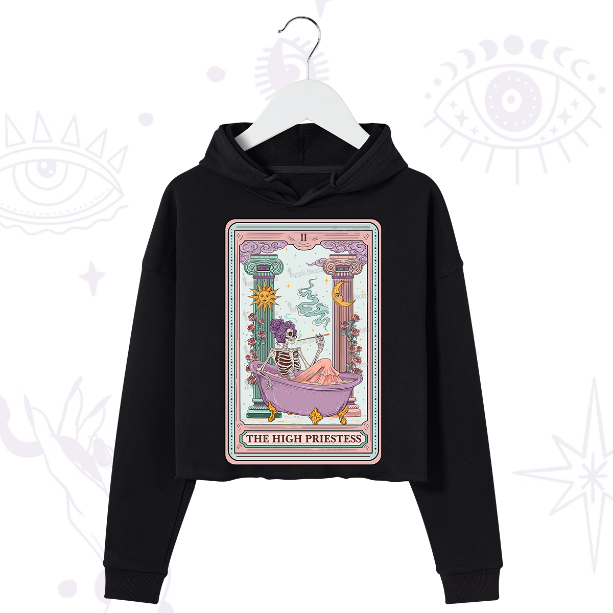 Purplehecate The Noble High Priestess Tarot Card Crop Hoodie