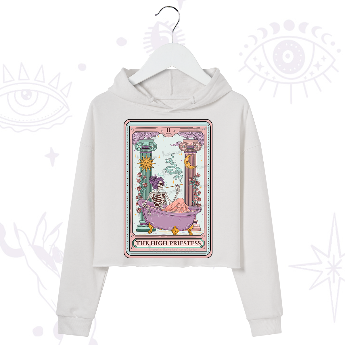 Purplehecate The Noble High Priestess Tarot Card Crop Hoodie