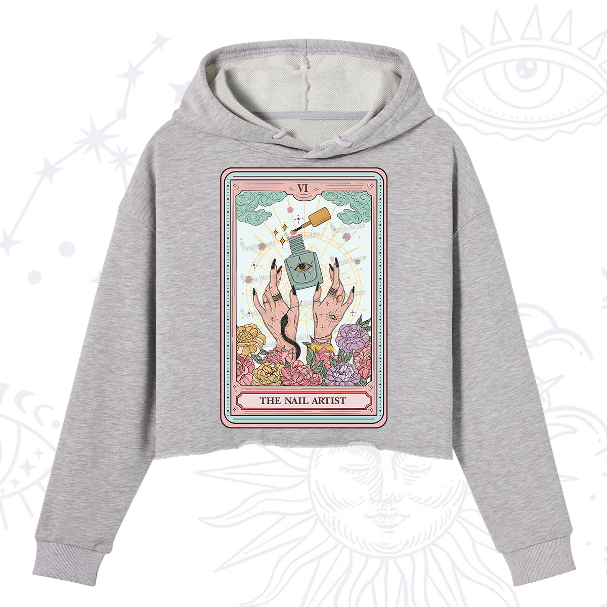 Purplehecate The Nail Artist Life Tarot Crop Hoodie
