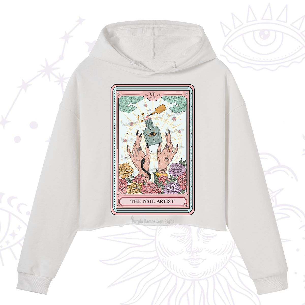 Purplehecate The Nail Artist Life Tarot Crop Hoodie