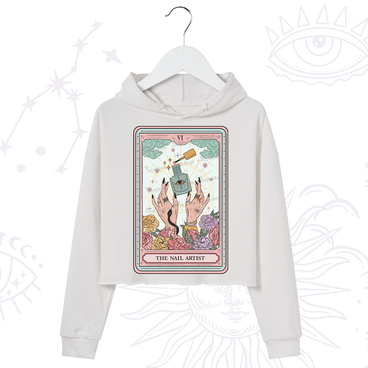 Purplehecate The Nail Artist Life Tarot Crop Hoodie