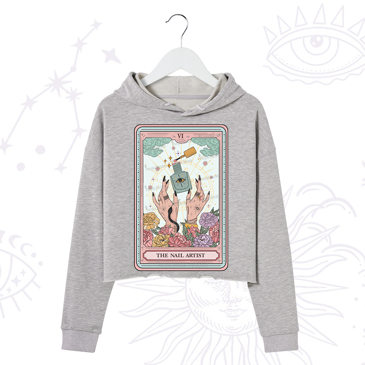Purplehecate The Nail Artist Life Tarot Crop Hoodie