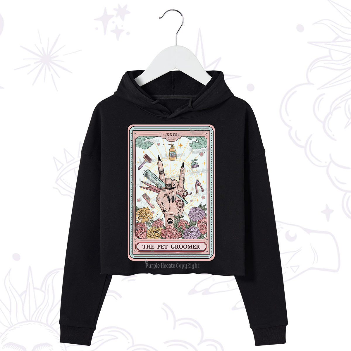 Purplehecate The Pet Groomer Tarot Card Crop Hoodie