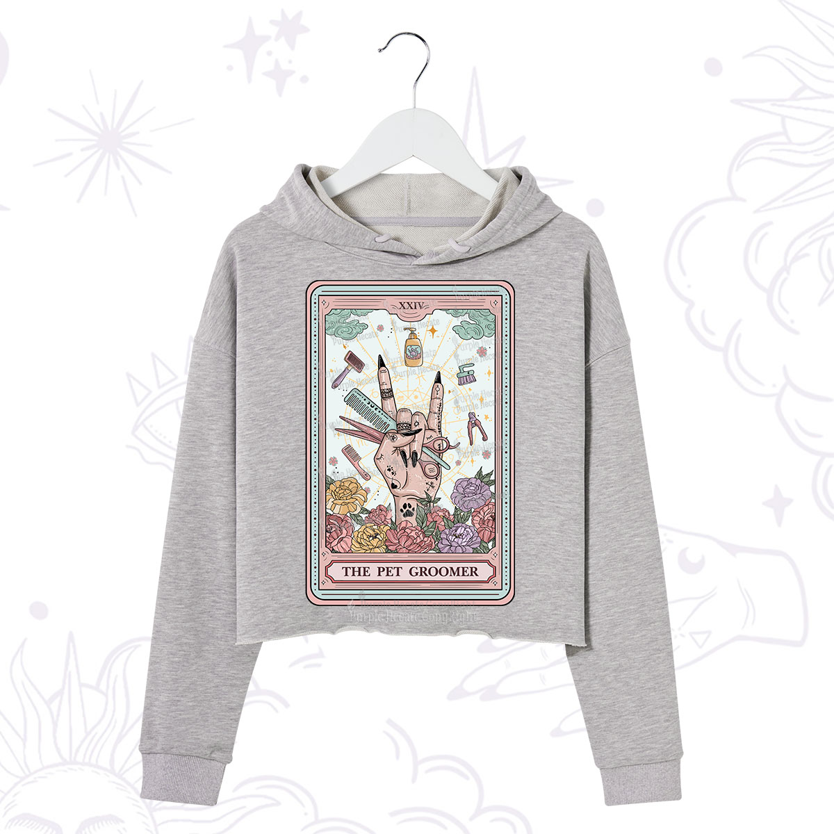 Purplehecate The Pet Groomer Tarot Card Crop Hoodie