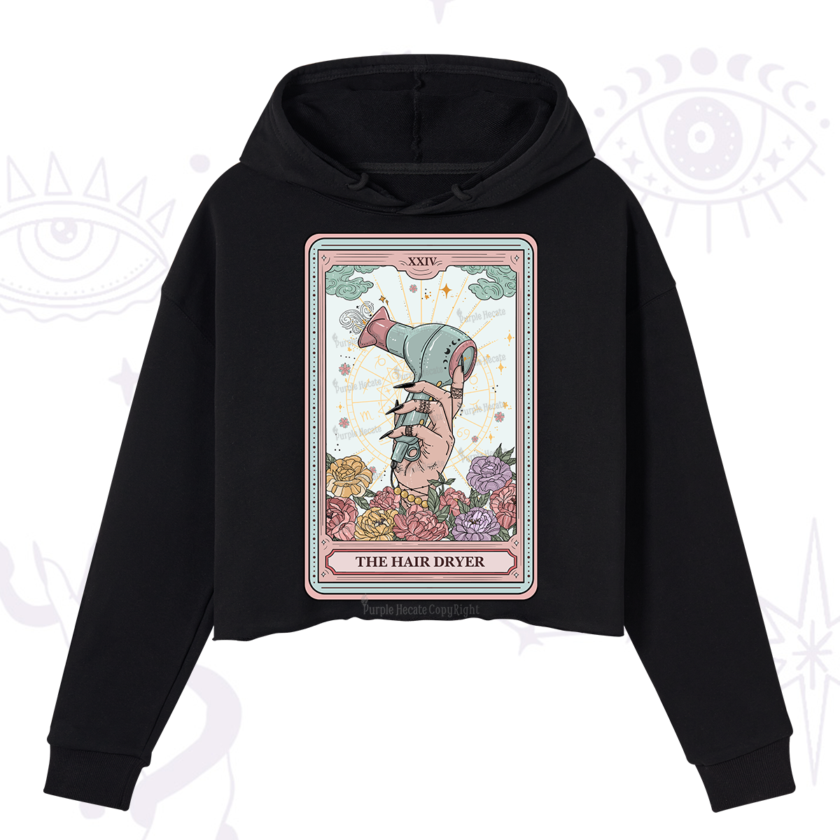 Purplehecate The Hair Dryer Life Tarot Crop Hoodie