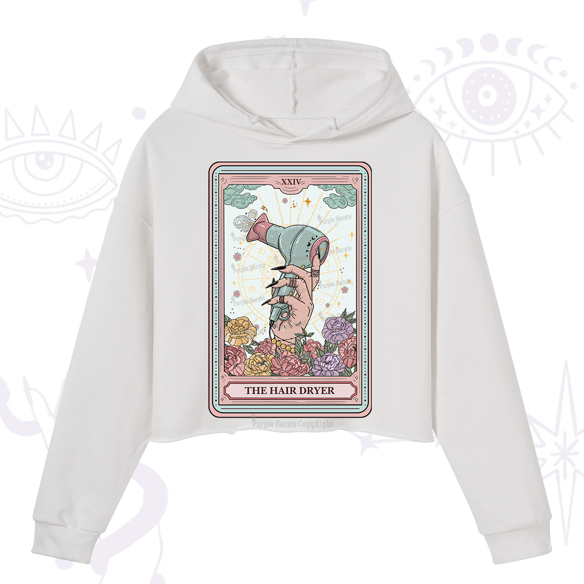 Purplehecate The Hair Dryer Life Tarot Crop Hoodie