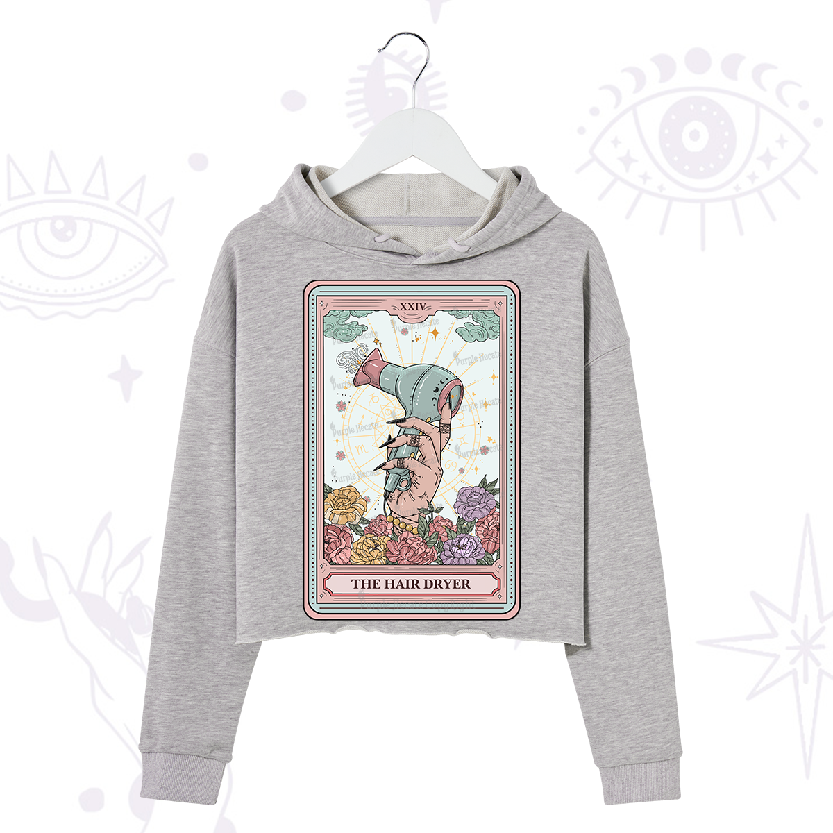 Purplehecate The Hair Dryer Life Tarot Crop Hoodie