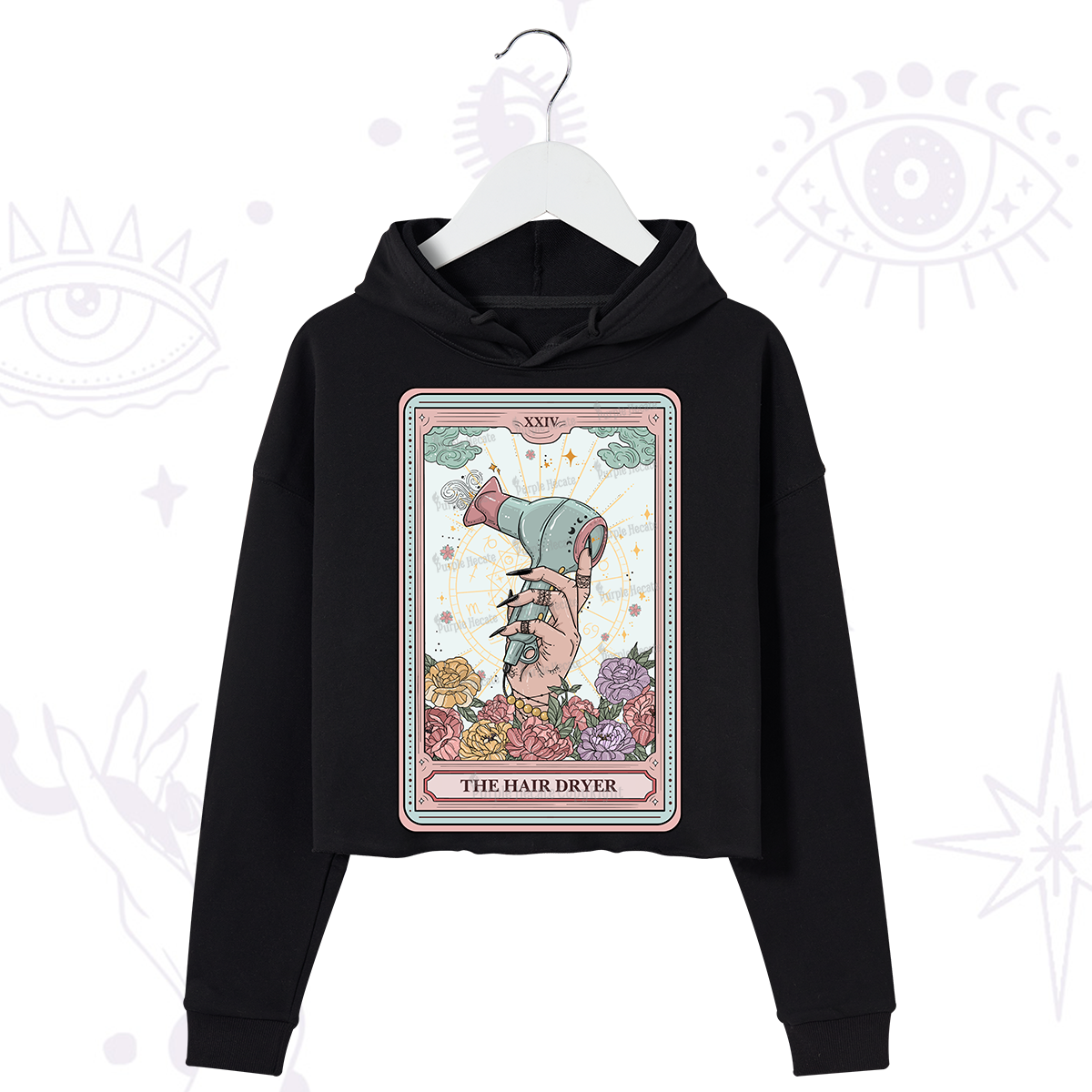 Purplehecate The Hair Dryer Life Tarot Crop Hoodie