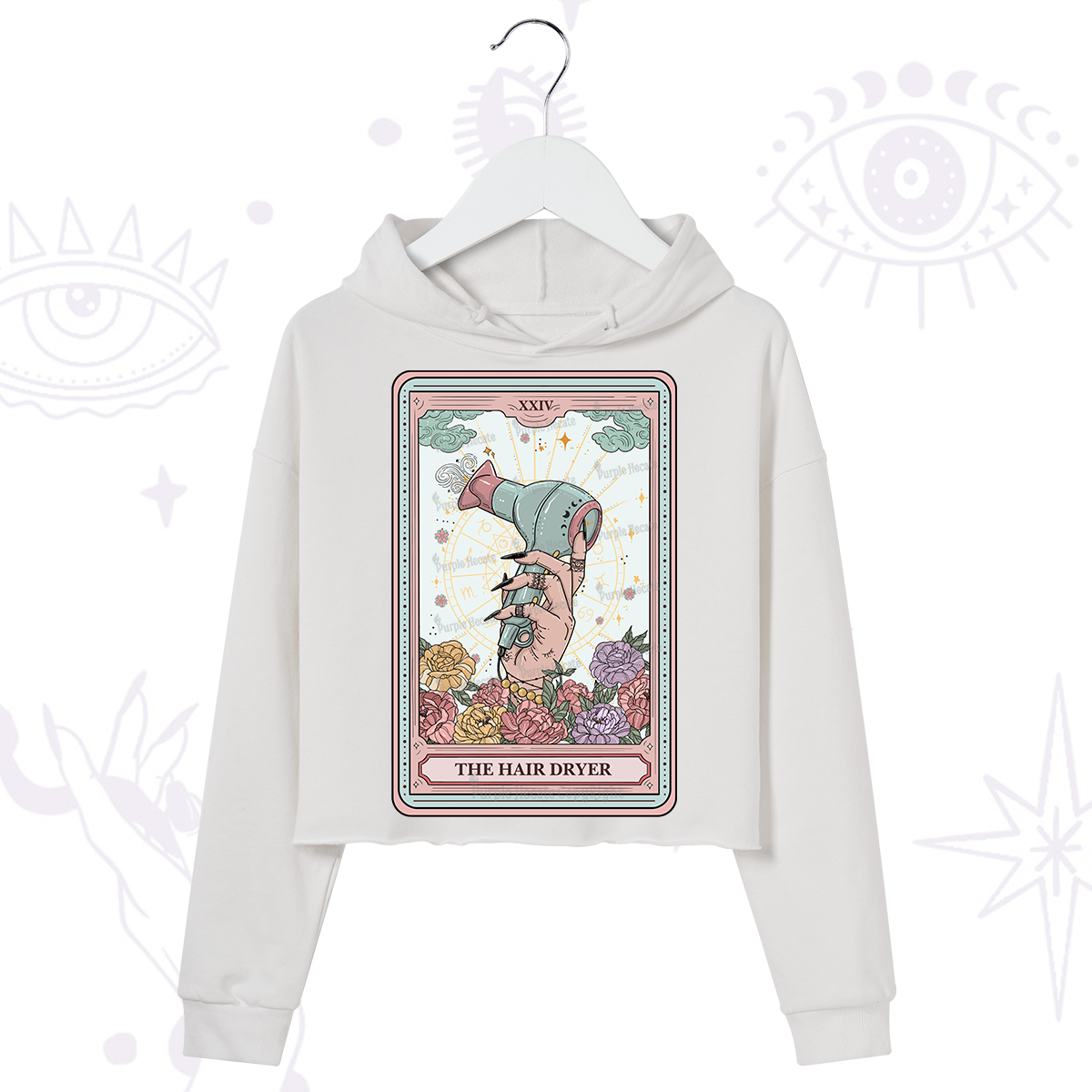 Purplehecate The Hair Dryer Life Tarot Crop Hoodie