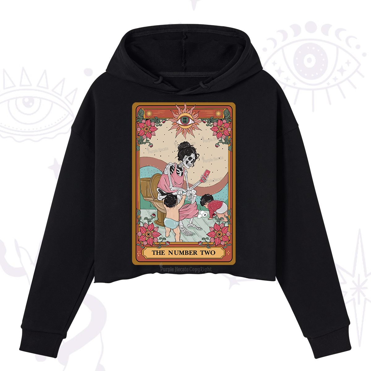 Purplehecate The Number Two Tarot Crop Hoodie