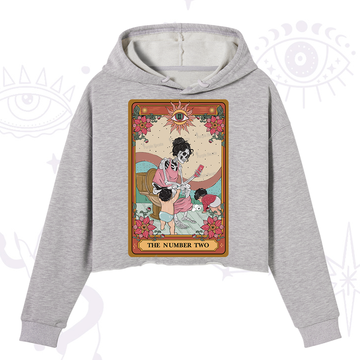 Purplehecate The Number Two Tarot Crop Hoodie