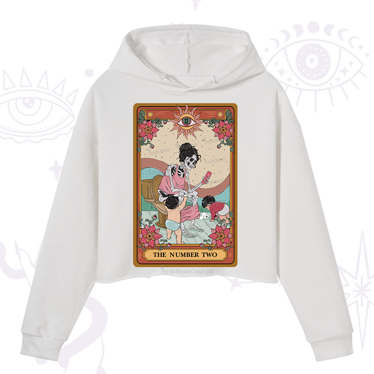 Purplehecate The Number Two Tarot Crop Hoodie