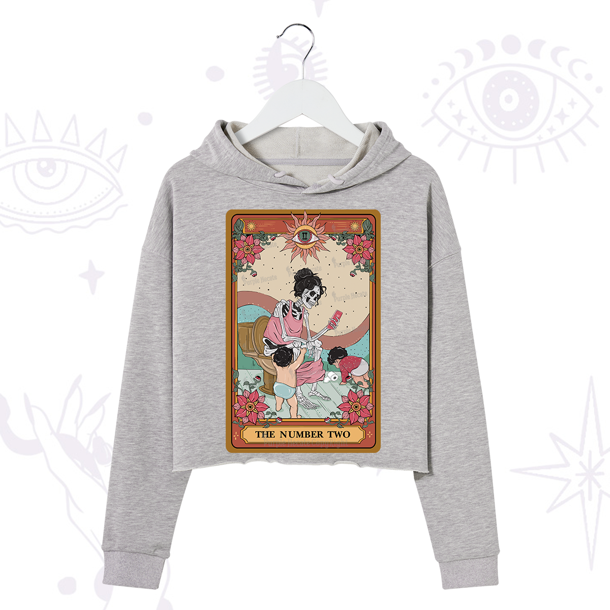 Purplehecate The Number Two Tarot Crop Hoodie