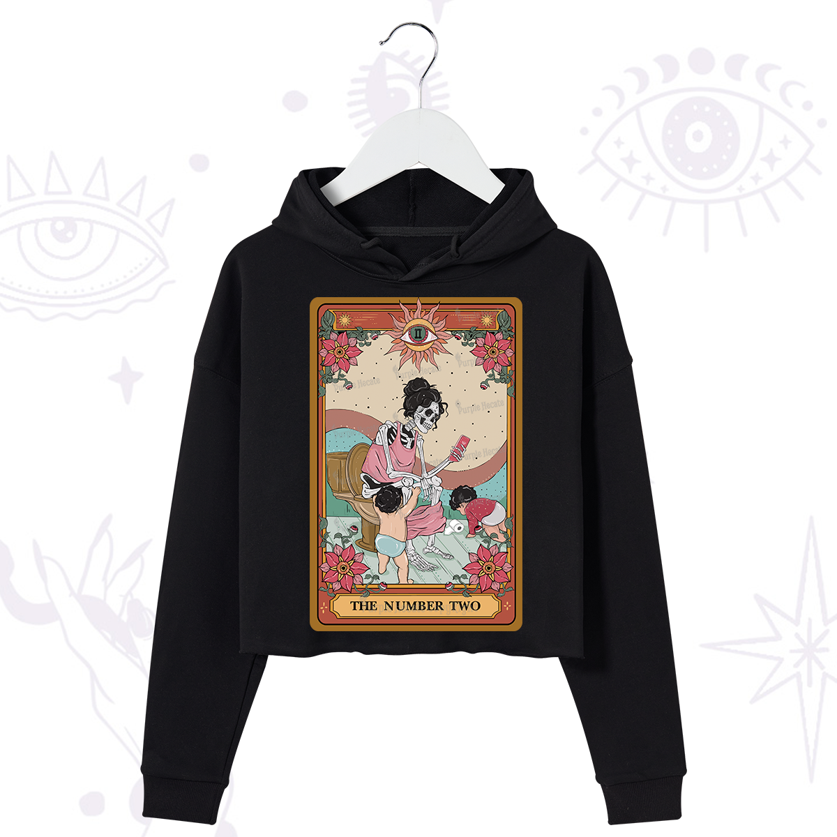 Purplehecate The Number Two Tarot Crop Hoodie