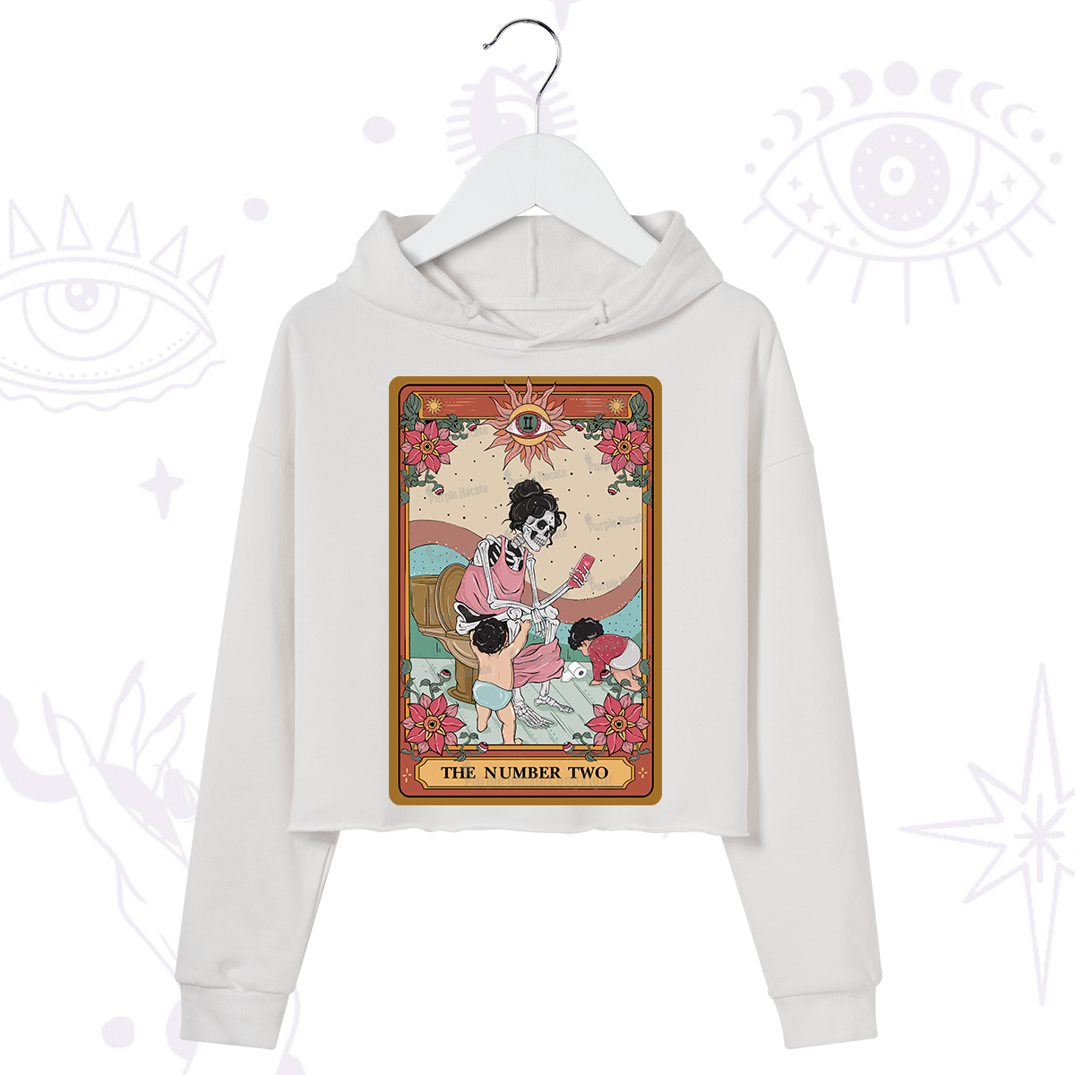 Purplehecate The Number Two Tarot Crop Hoodie