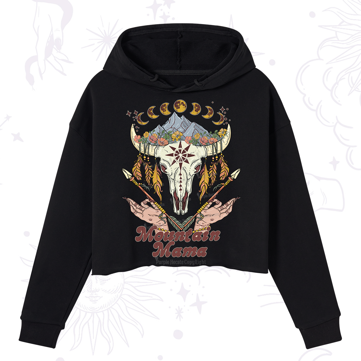 Purplehecate Mountain Mama Crop Hoodie