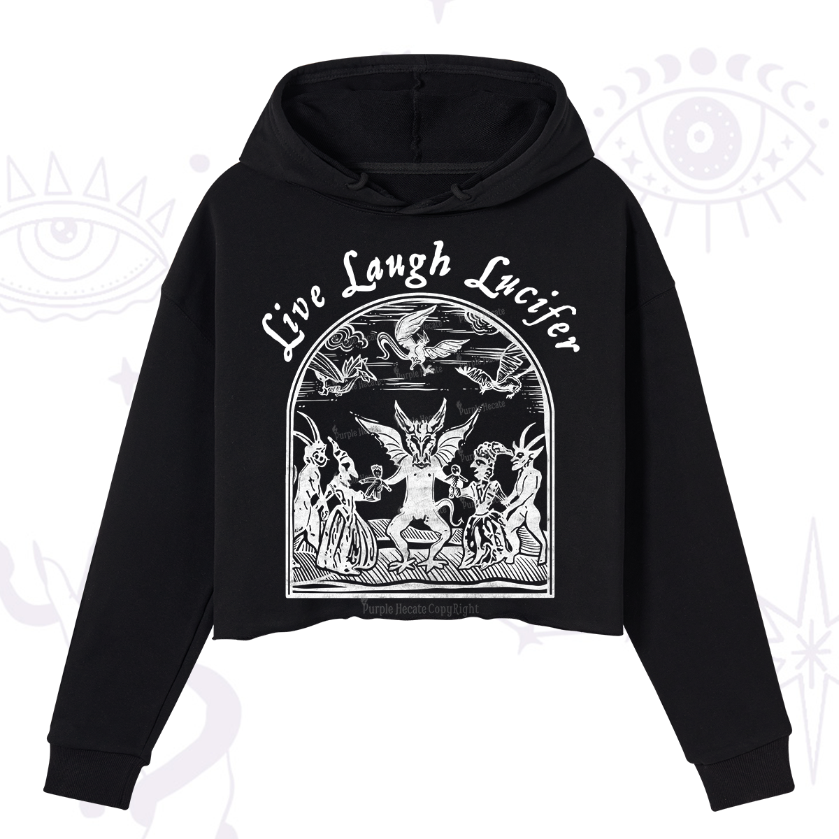 Purplehecate Live Laugh Lucifer Crop Hoodie