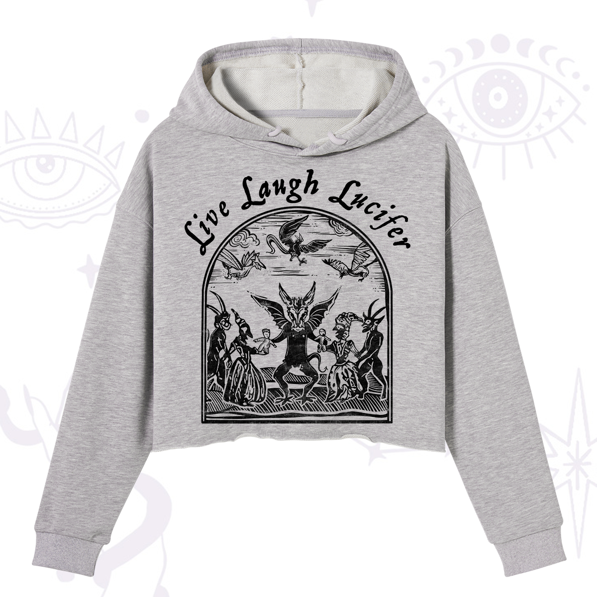 Purplehecate Live Laugh Lucifer Crop Hoodie
