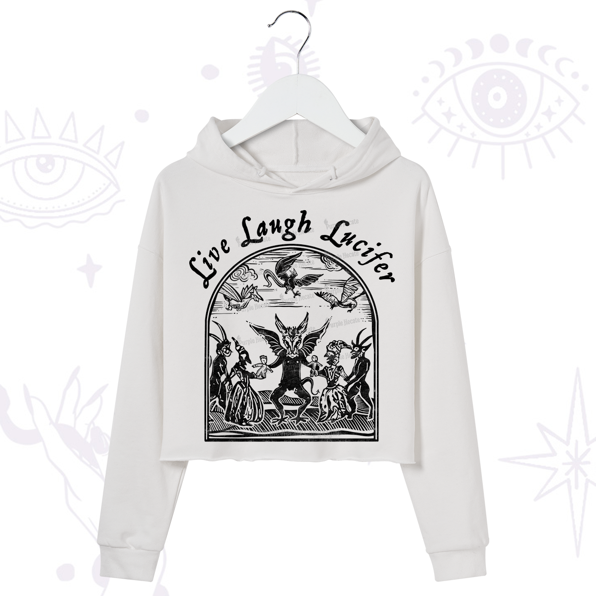 Purplehecate Live Laugh Lucifer Crop Hoodie