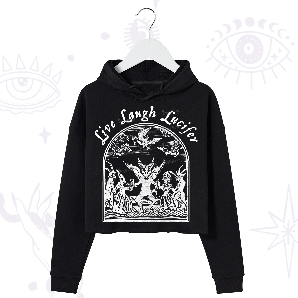 Purplehecate Live Laugh Lucifer Crop Hoodie