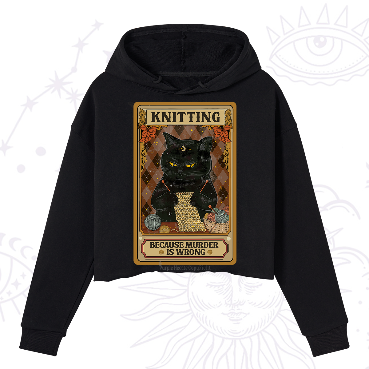 Purplehecate Knitting Because Murder Is Wrong Crop Hoodie
