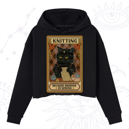 Purplehecate Knitting Because Murder Is Wrong Crop Hoodie