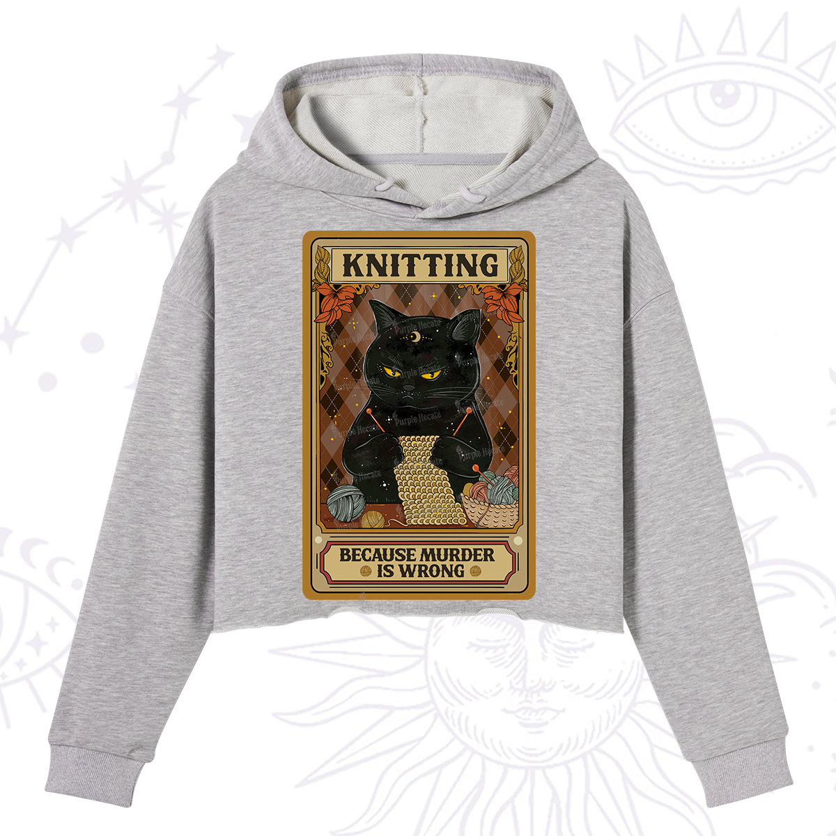 Purplehecate Knitting Because Murder Is Wrong Crop Hoodie