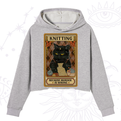 Purplehecate Knitting Because Murder Is Wrong Crop Hoodie