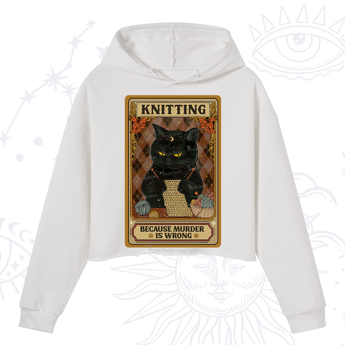 Purplehecate Knitting Because Murder Is Wrong Crop Hoodie