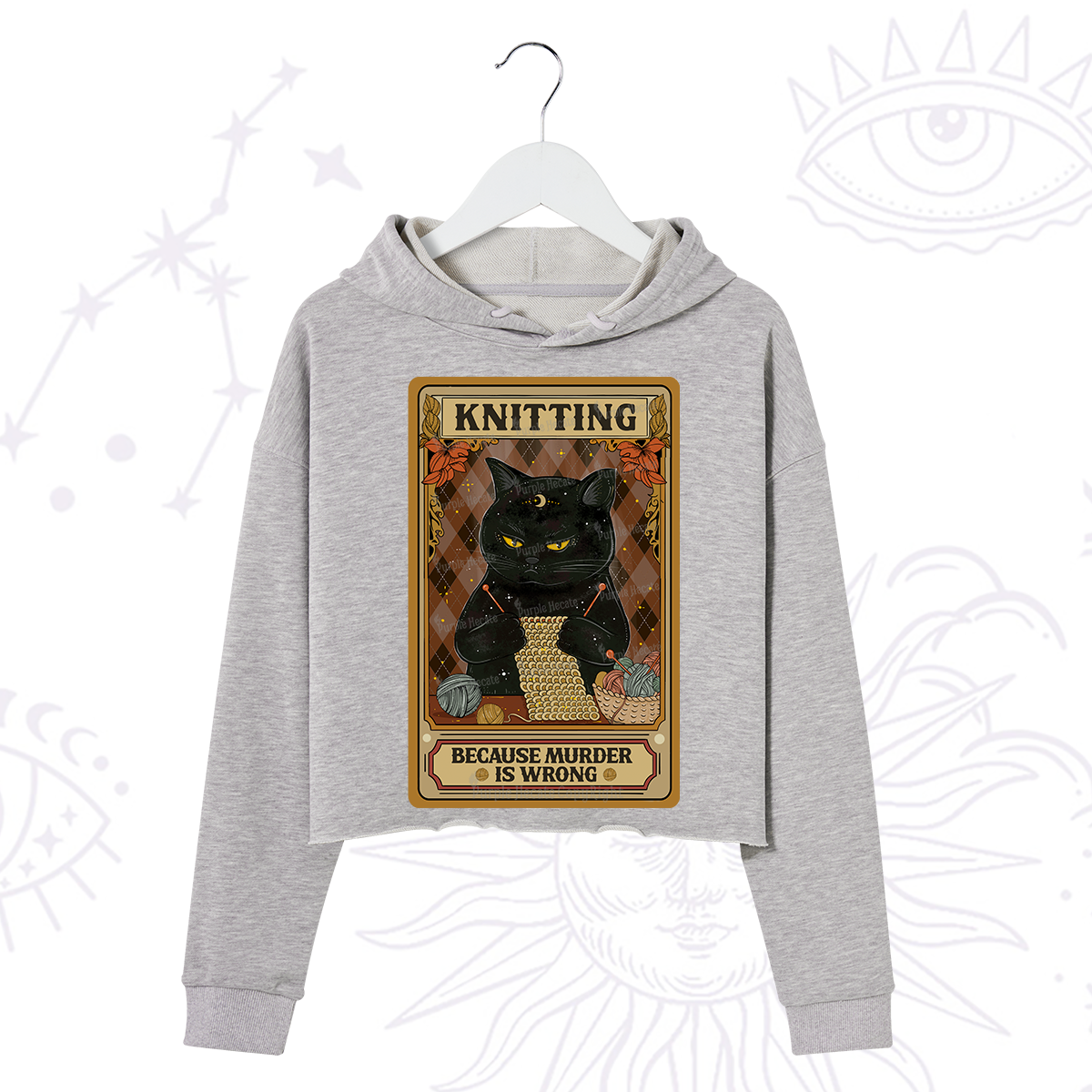 Purplehecate Knitting Because Murder Is Wrong Crop Hoodie