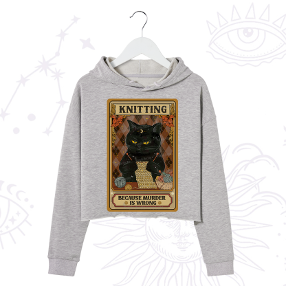 Purplehecate Knitting Because Murder Is Wrong Crop Hoodie