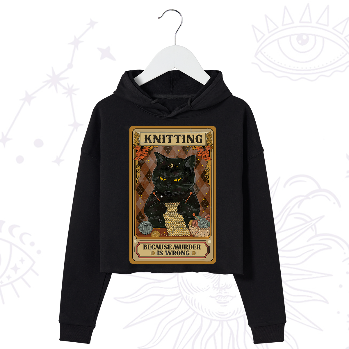 Purplehecate Knitting Because Murder Is Wrong Crop Hoodie