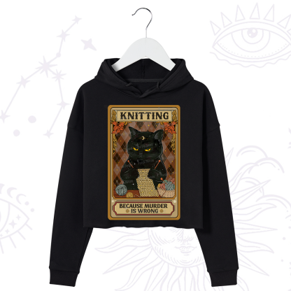 Purplehecate Knitting Because Murder Is Wrong Crop Hoodie