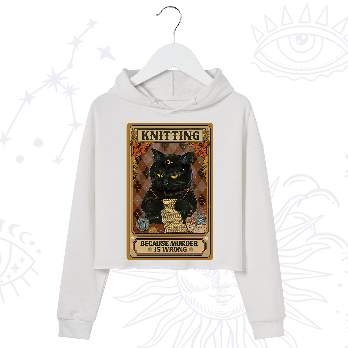 Purplehecate Knitting Because Murder Is Wrong Crop Hoodie