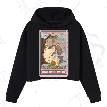 Purplehecate The Hanged Man Tarot Cat Crop Hoodie