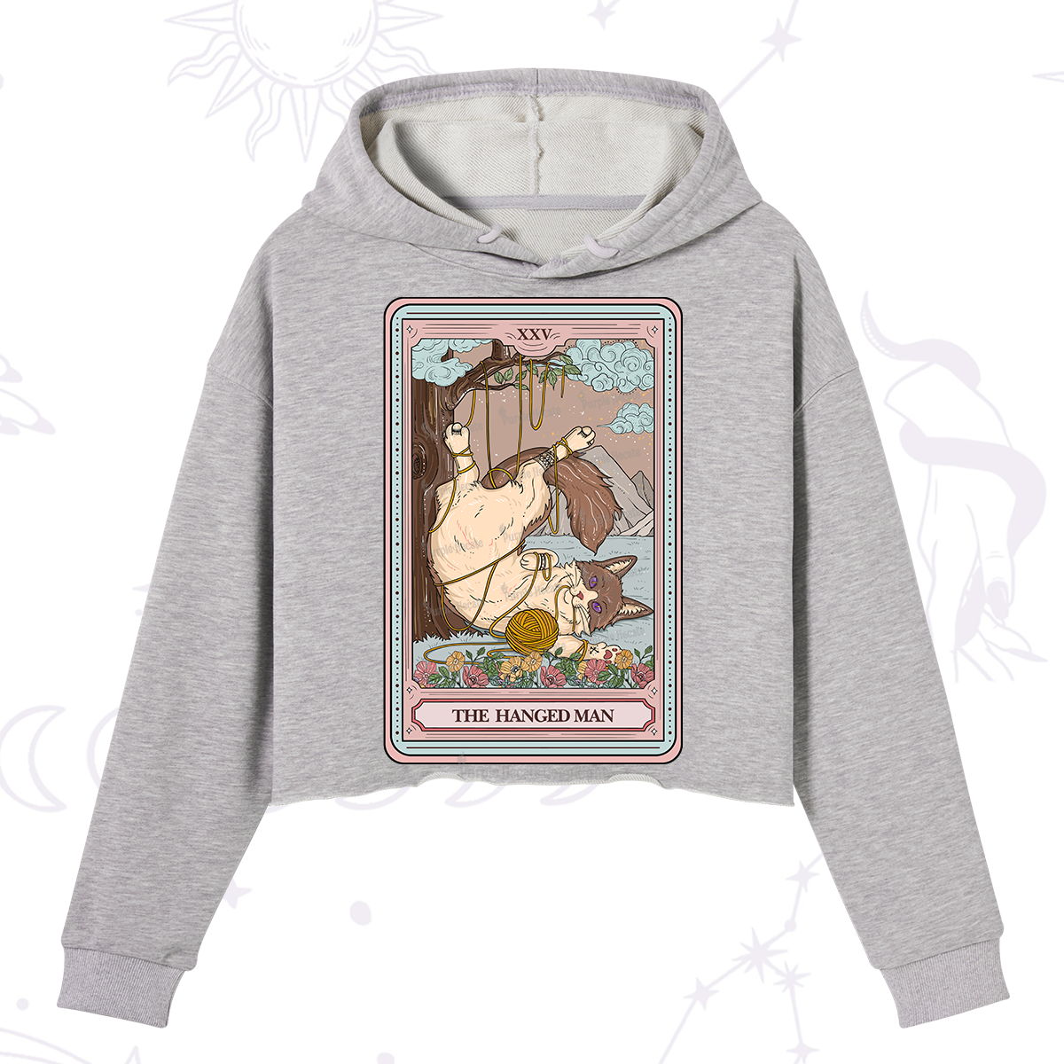 Purplehecate The Hanged Man Tarot Cat Crop Hoodie