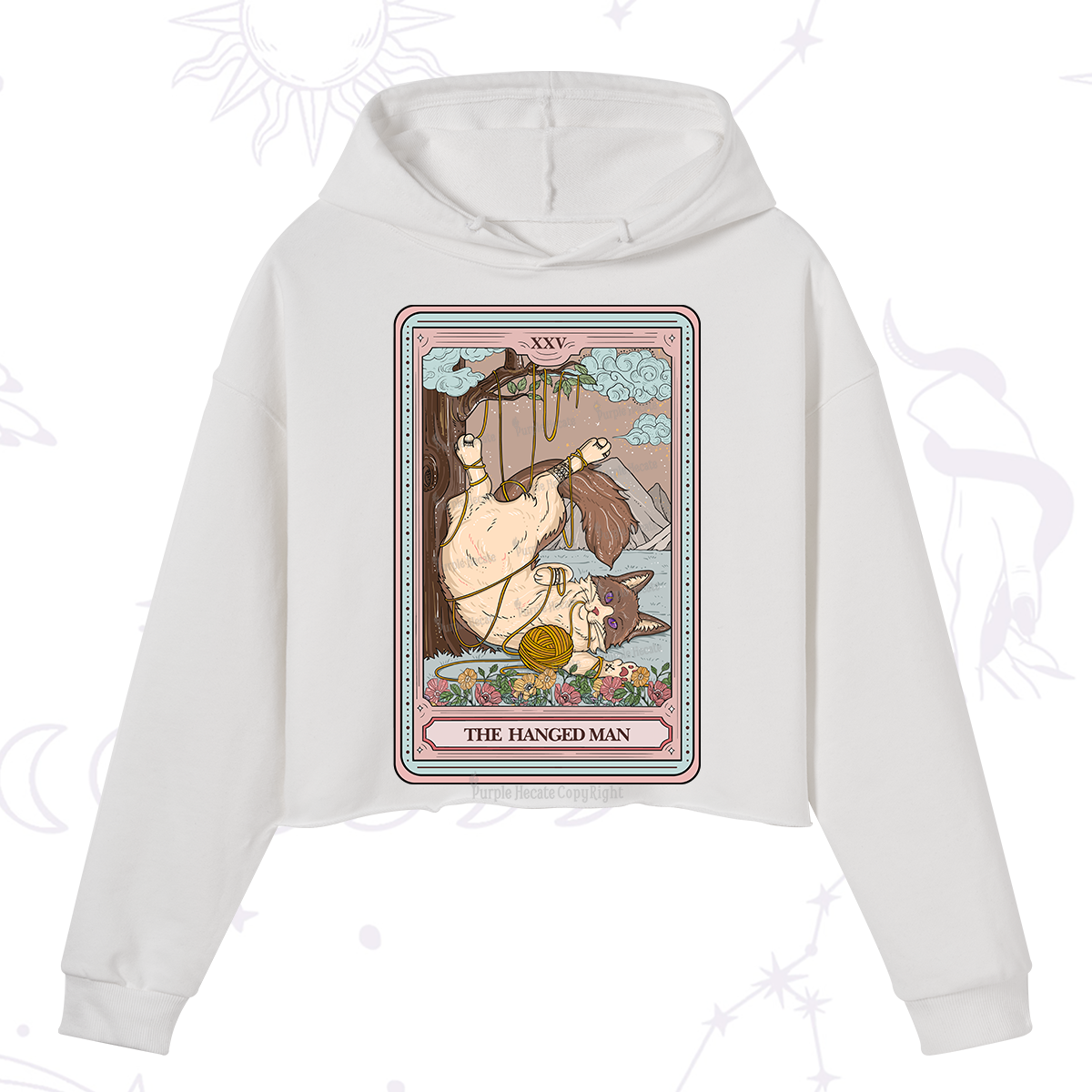 Purplehecate The Hanged Man Tarot Cat Crop Hoodie