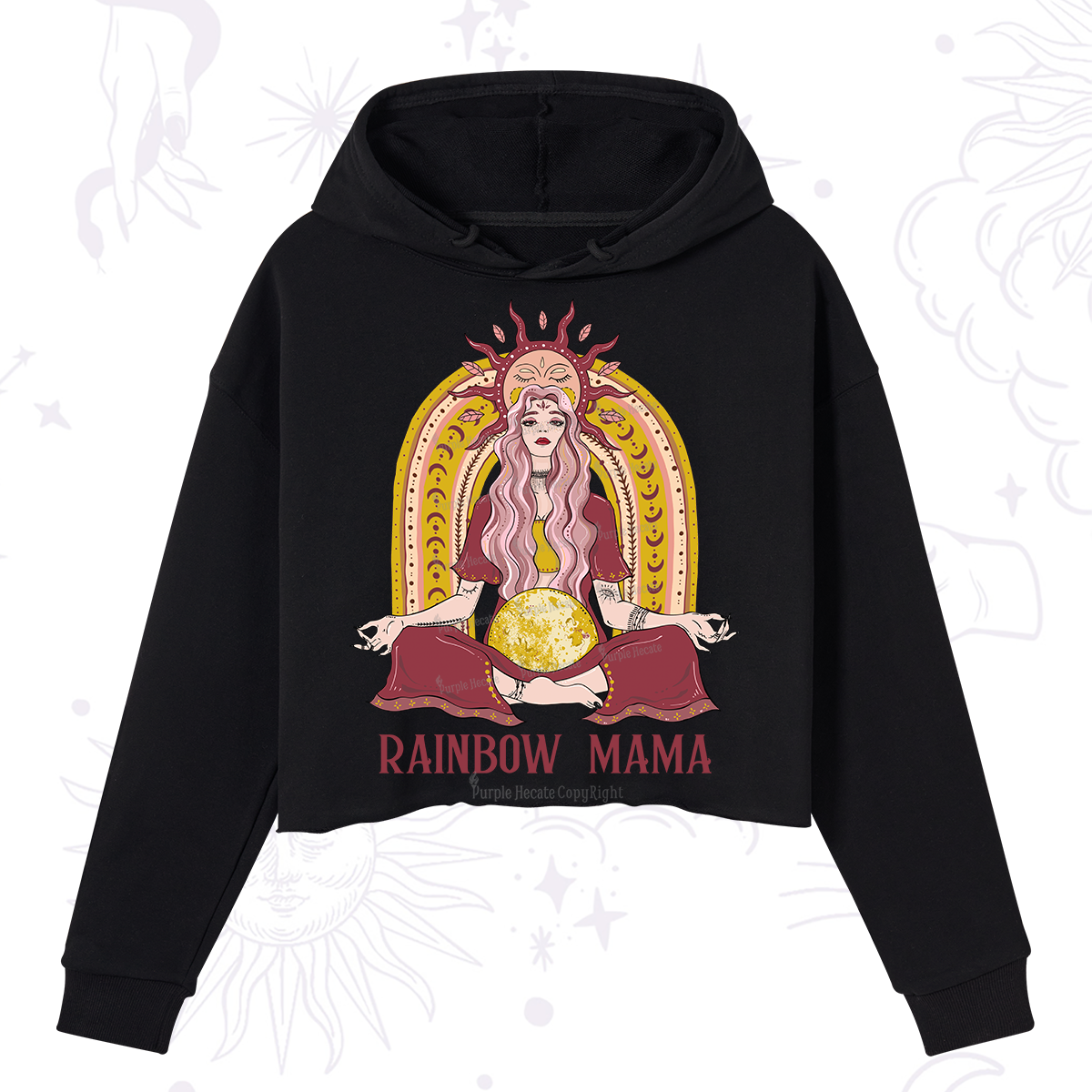 Purplehecate Rainbow Mama Crop Hoodie