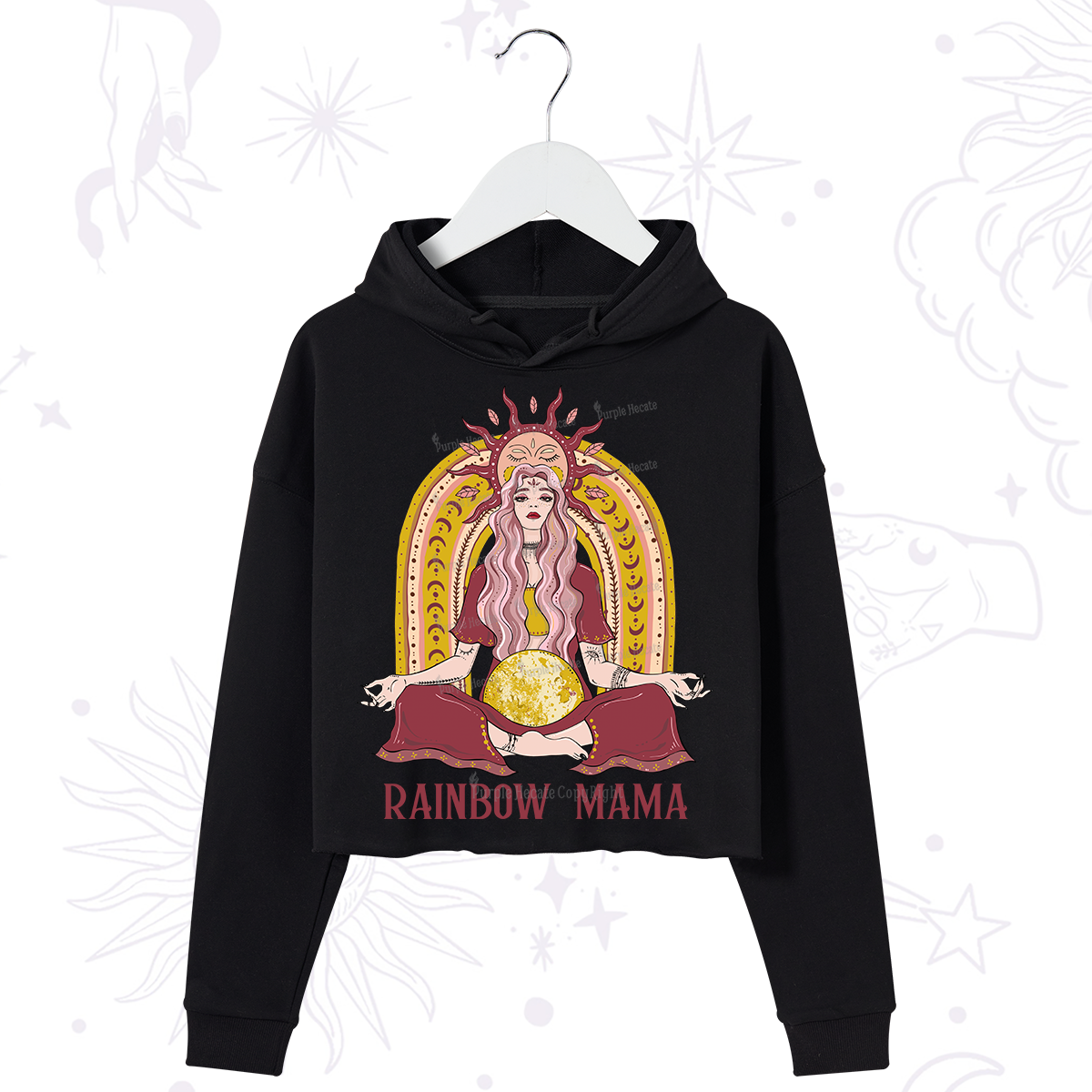 Purplehecate Rainbow Mama Crop Hoodie