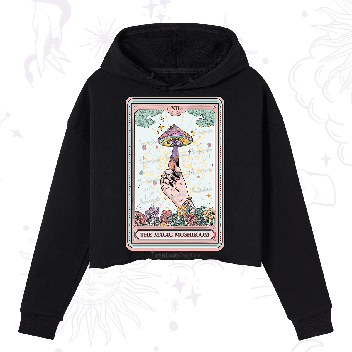 Purplehecate The Magic Murshroom Tarot Crop Hoodie