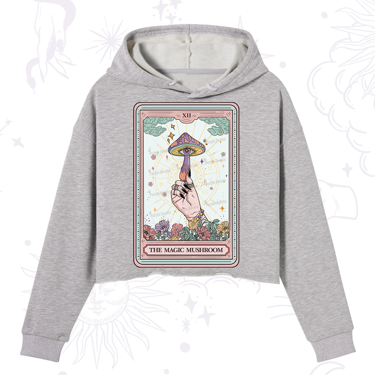 Purplehecate The Magic Murshroom Tarot Crop Hoodie