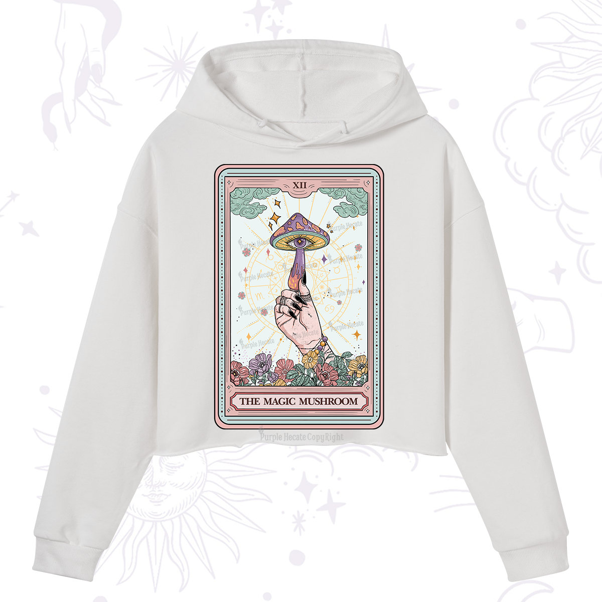 Purplehecate The Magic Murshroom Tarot Crop Hoodie