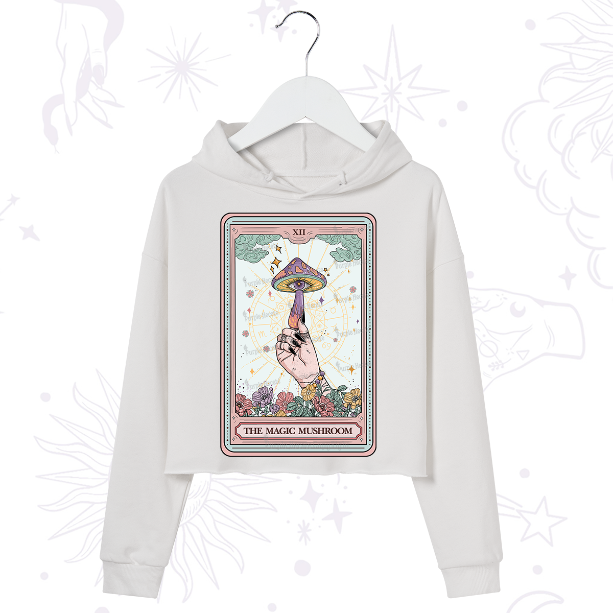 Purplehecate The Magic Murshroom Tarot Crop Hoodie