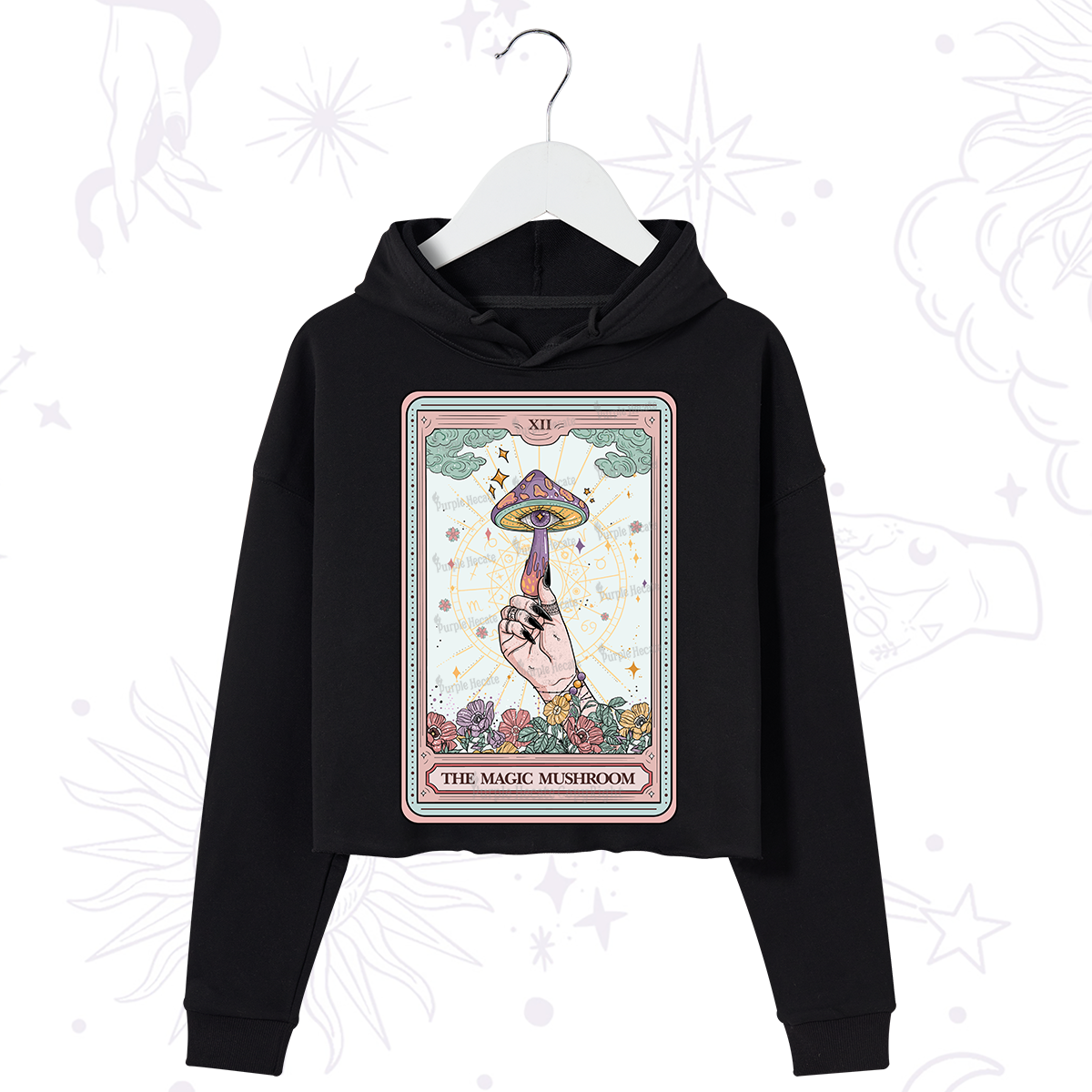 Purplehecate The Magic Murshroom Tarot Crop Hoodie