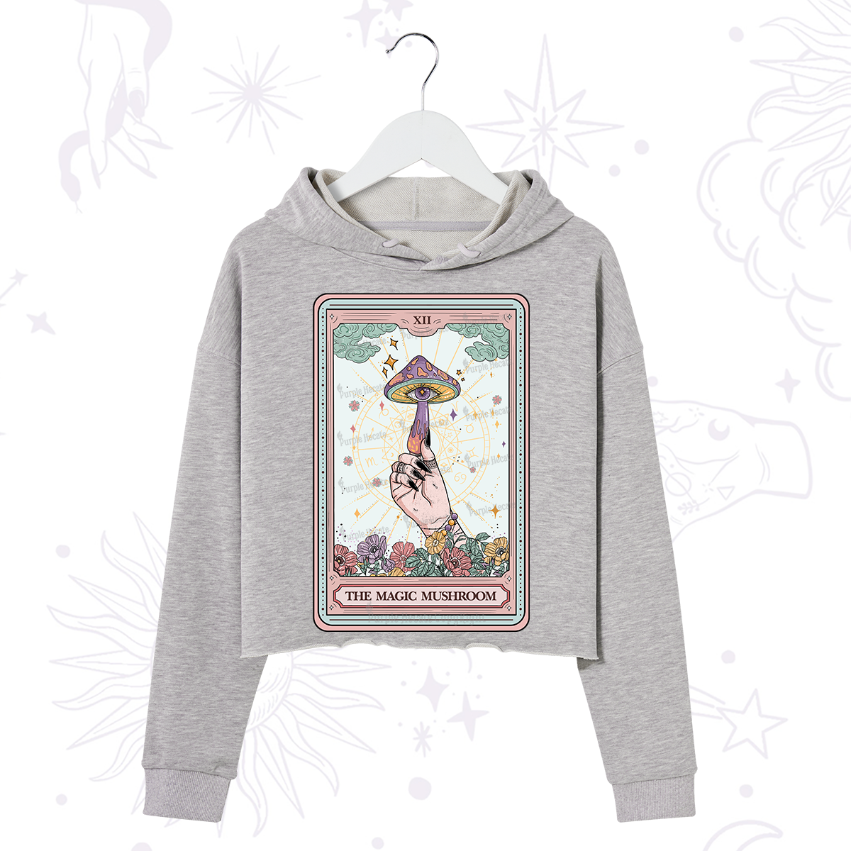 Purplehecate The Magic Murshroom Tarot Crop Hoodie
