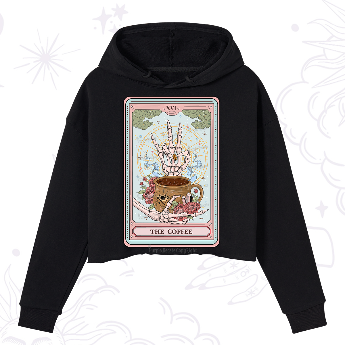 Purplehecate The Coffee Tarot Crop Hoodie